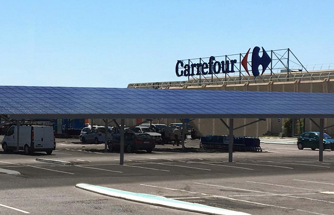 A hypermarket parking lot 100% solar - E.Leclerc, Carcassone